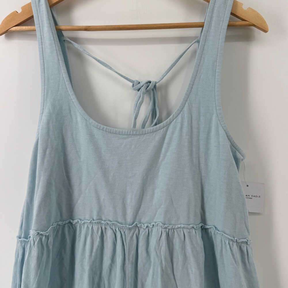 American Eagle Light Blue Wide Leg Sleeveless Jumpsuit 9196 401 Women Medium NWT - Picture 3 of 8